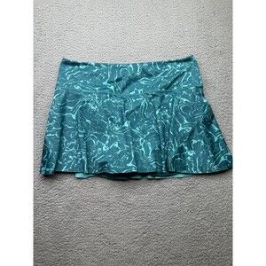 Athleta Ace Printed Tennis Skirt Skort teal blue, golf hike, beach sz Xl